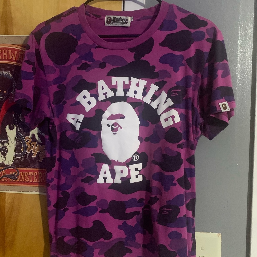 Purple and black bape shirt size small perfect fit